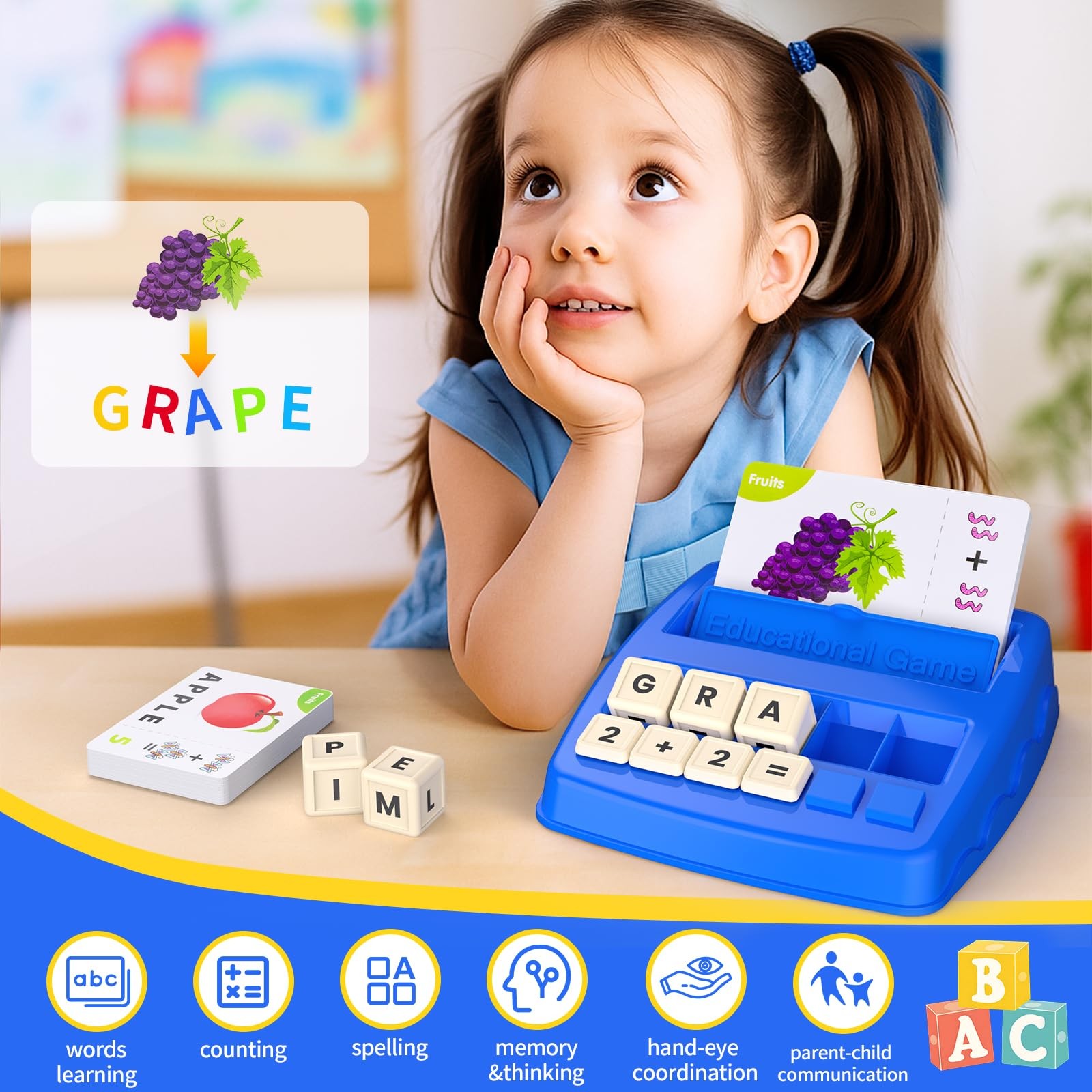 Educational Toys for Kids Ages 3-8, Matching Letter Spelling Math Game ABC Le…