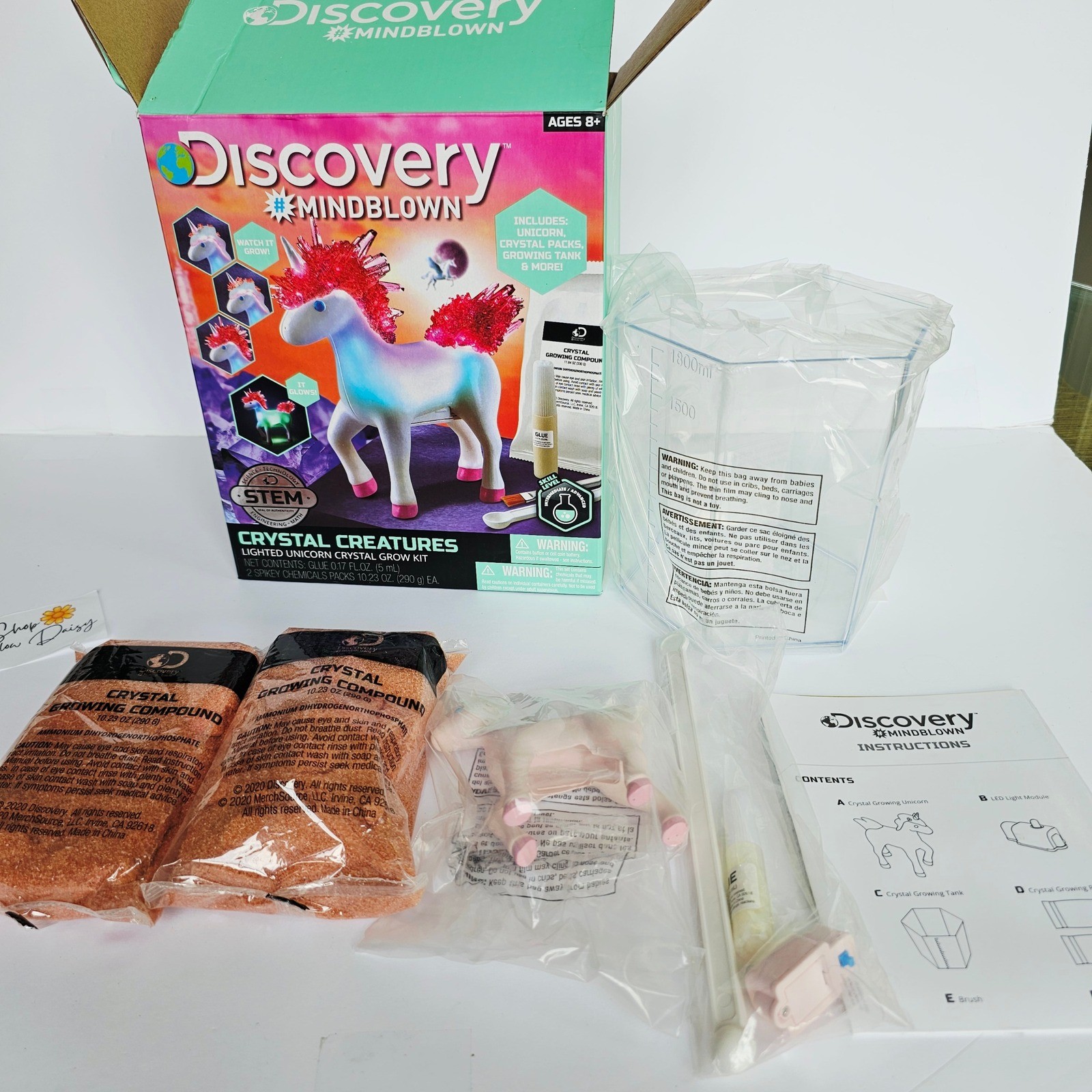 Discovery Mindblown Lighted Unicorn Crystal Creatures Set Grow Stem – 1395