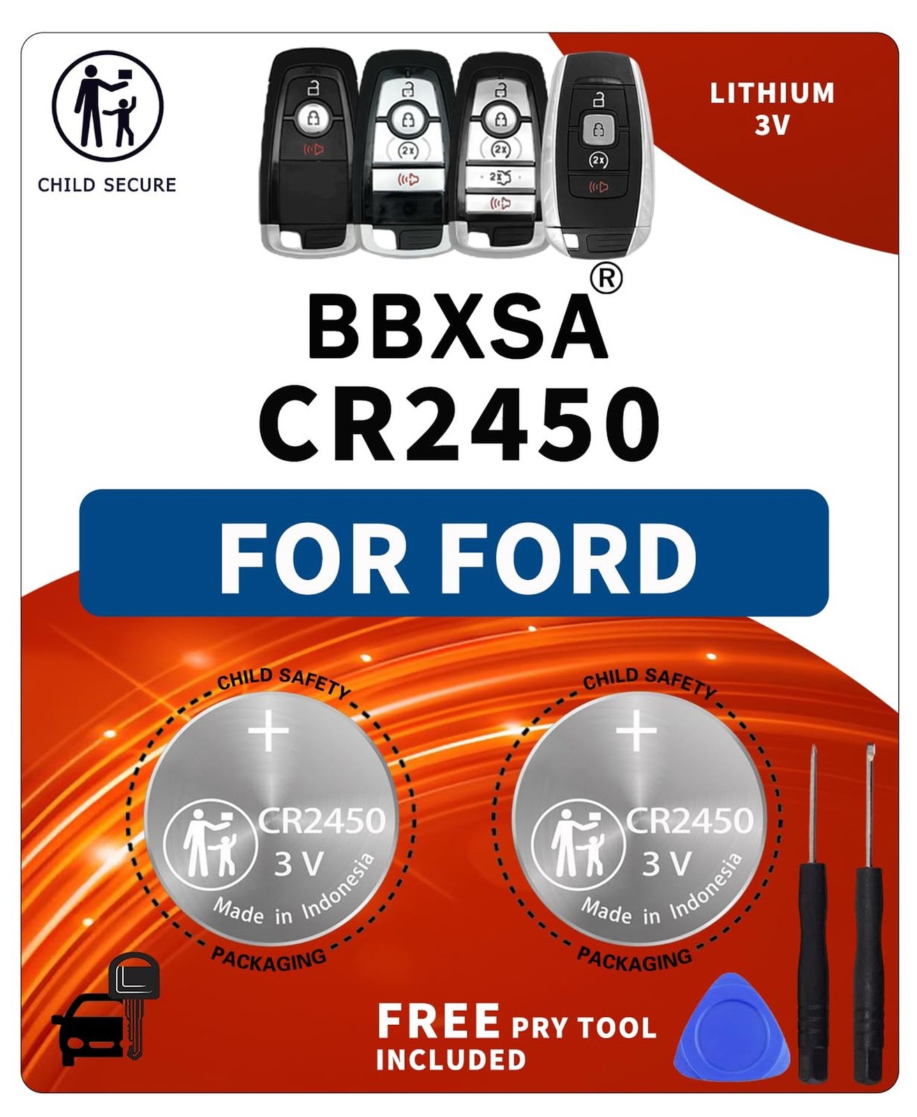 Key Fob Replacement Batteries for Ford/Lincoln CR2450 (F150 Explorer Edge Fus…