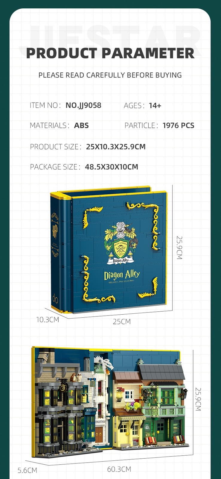 Diagon Alley Books: Ollivanders Wand Shop / Leaky Cauldron Bookstore Block Set