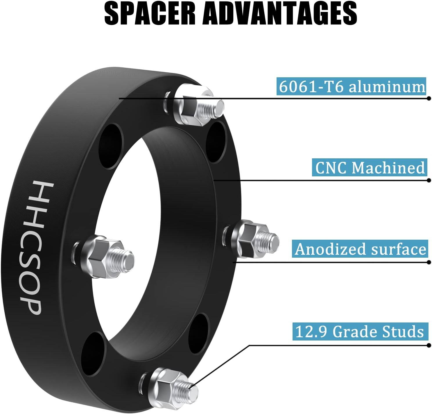 HHCSOP 4×156 ATV Wheel Spacers 1.5″, 4PCS Black Wheel Adapters Compatible with