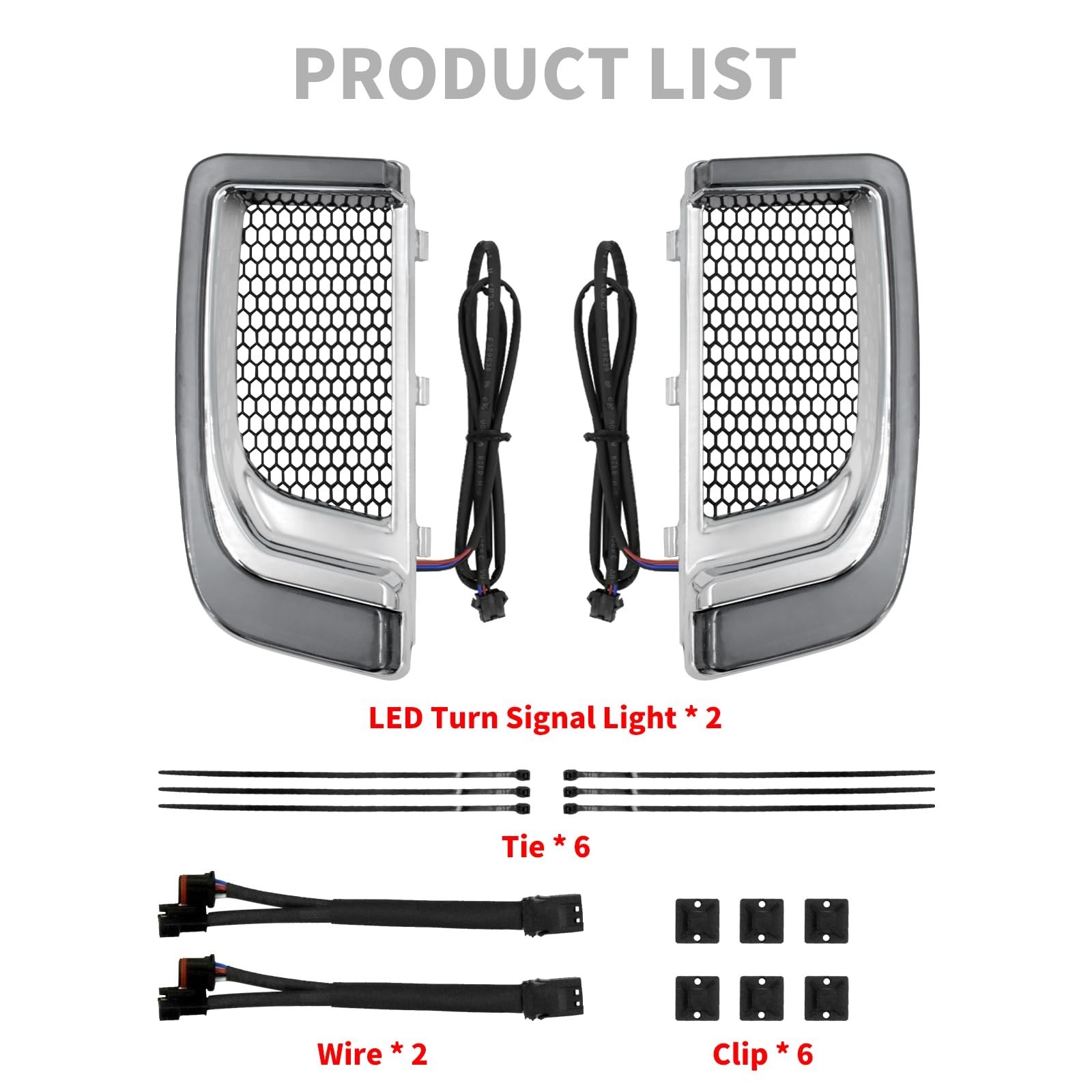 Motorcycle Lower Grills Leg Fairing Light LED Turn Signal Running Light Fit F…