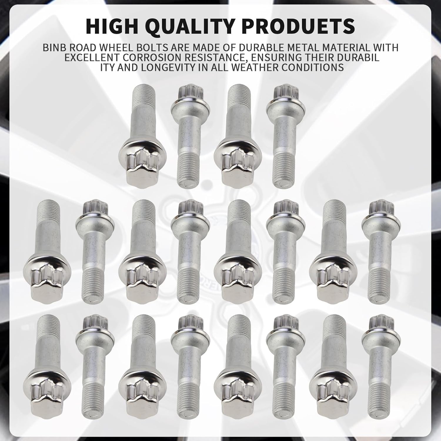 20 PCS Wheel Lug Nuts Bolt 14mm x 1.5 Stainless Steel Wheel Stud Fit for
