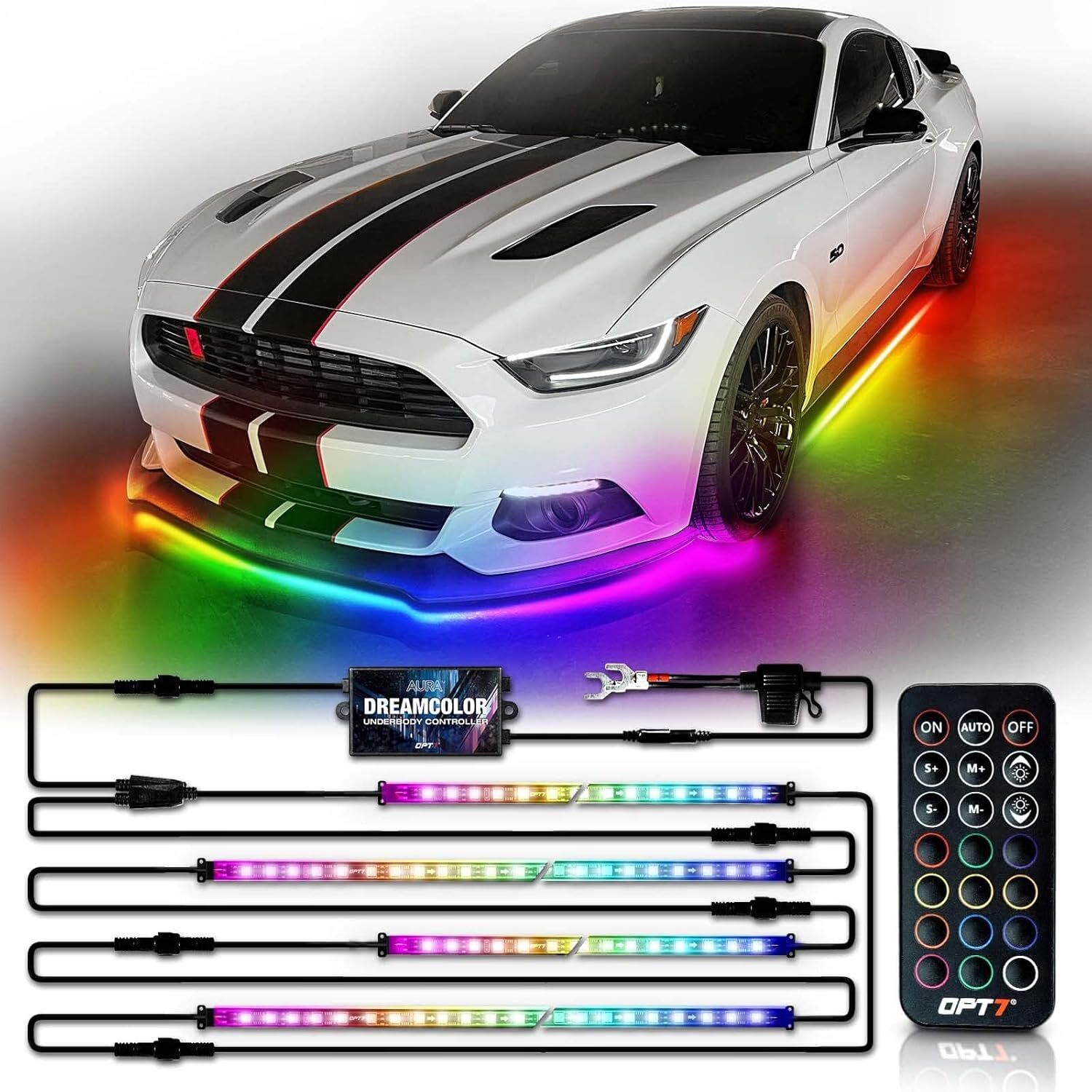 OPT7 Aura DreamColor Underglow Chasing Light Kit w/ APP & Remote Control 4 PCS
