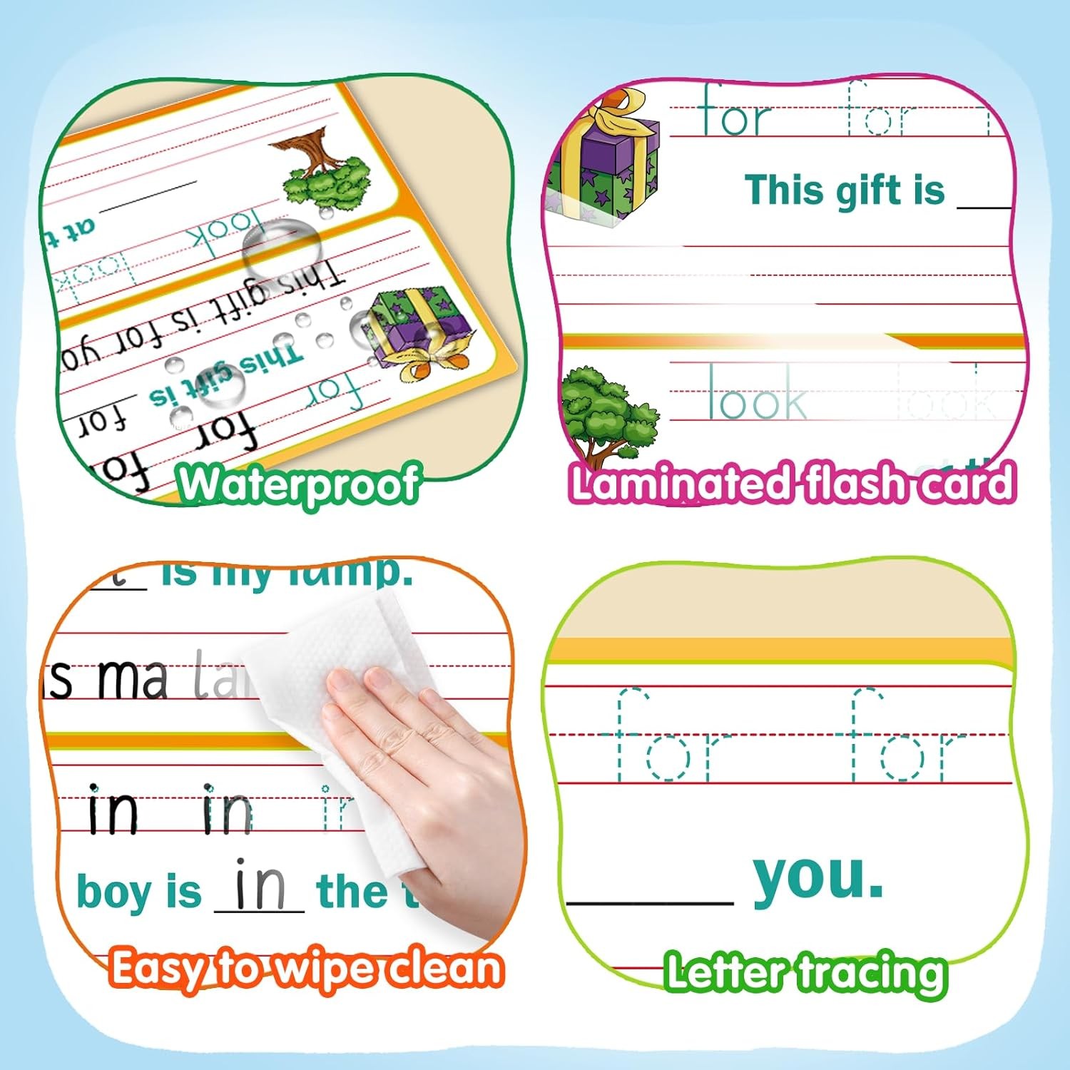 Kids Sight Words Flash Cards Sentence Building Handwriting Practice Learning