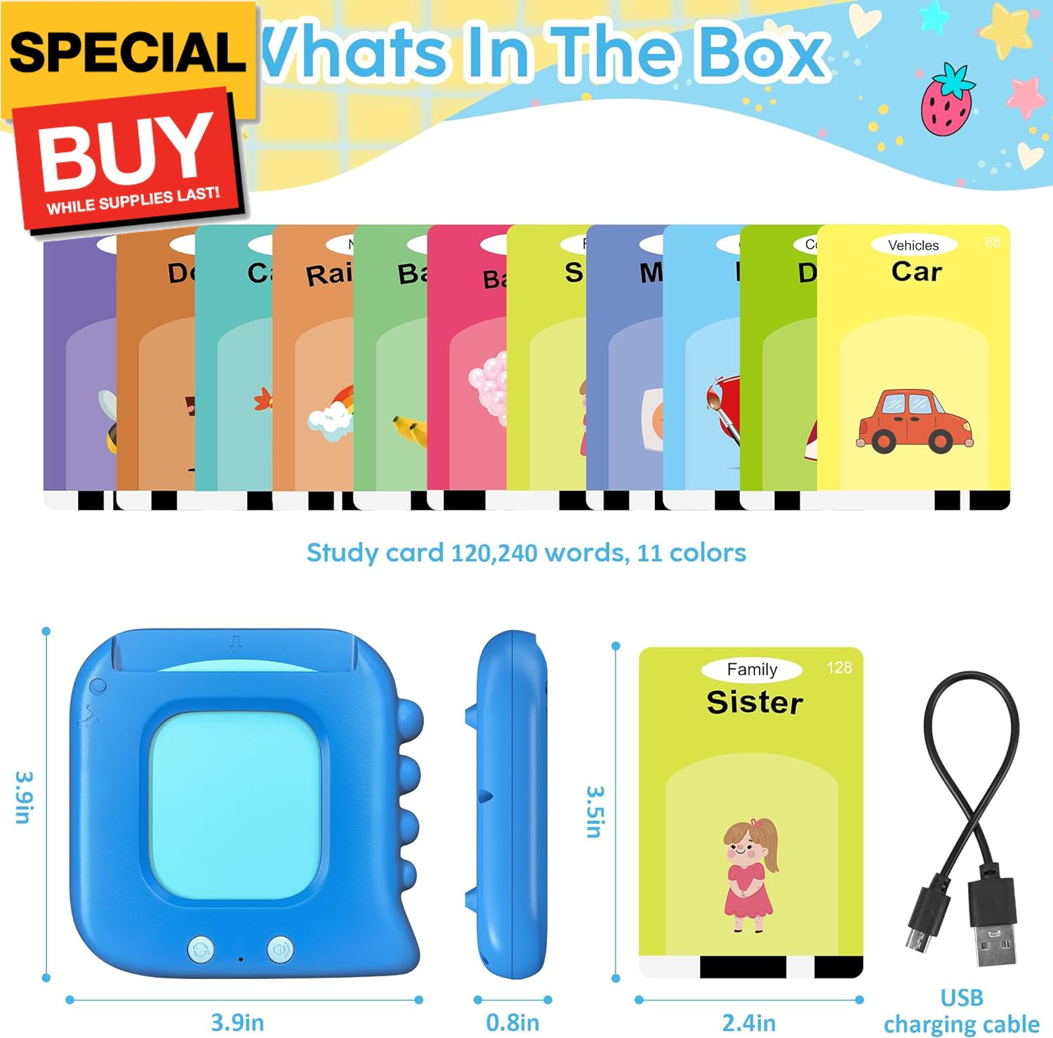 Talking Flash Cards,Kids Toddler Flash Cards with 240 Sight Words,Montessori Toy
