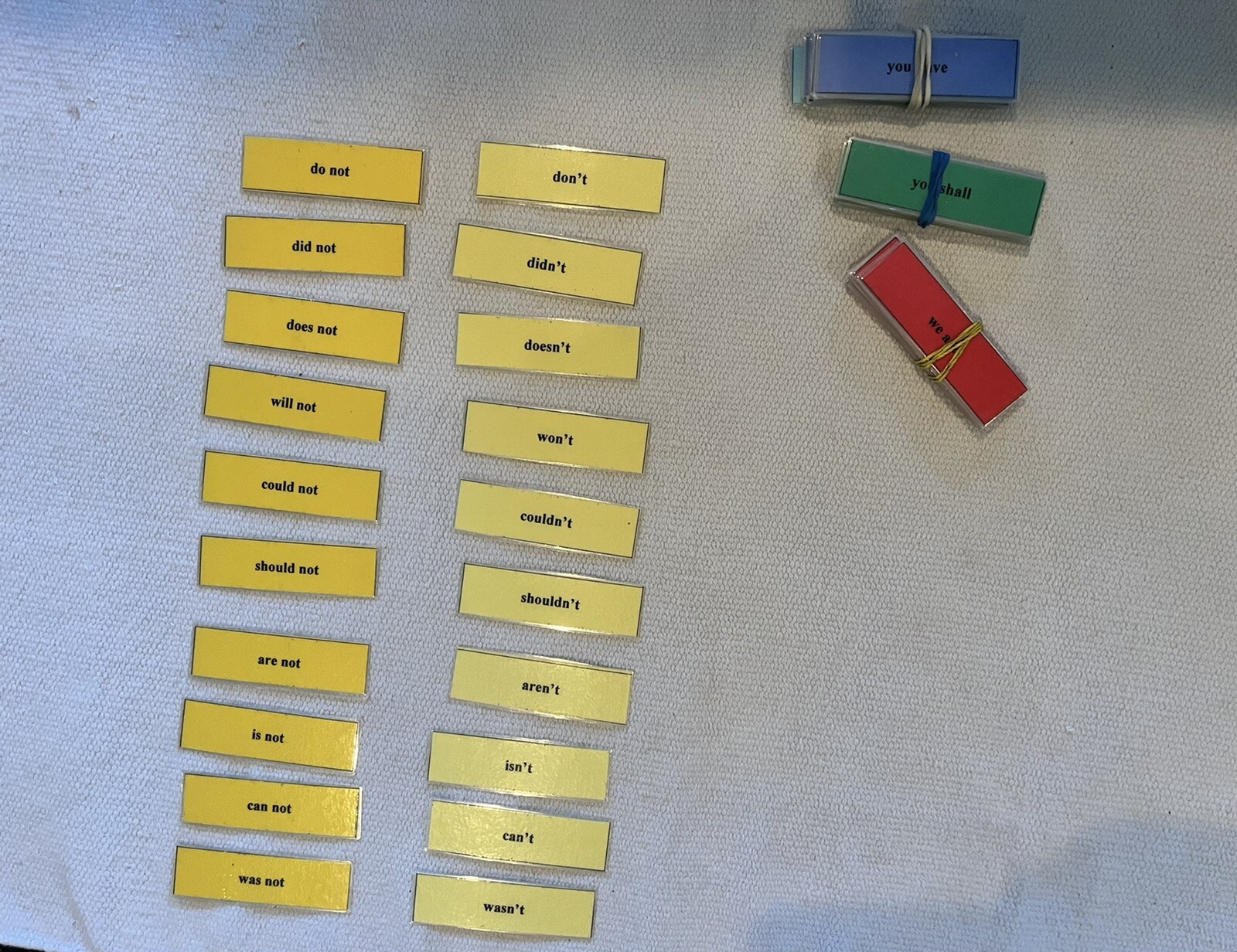Montessori Language Arts CONTRACTIONS Matching Card Set Educational Materials