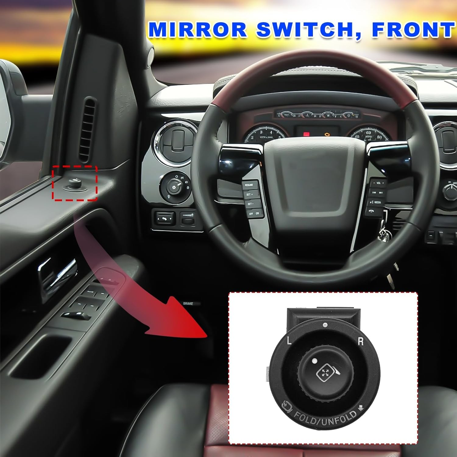 Front Driver Side Power Mirror Control Switch Compatible 05-14 Ford F150,08-16 F