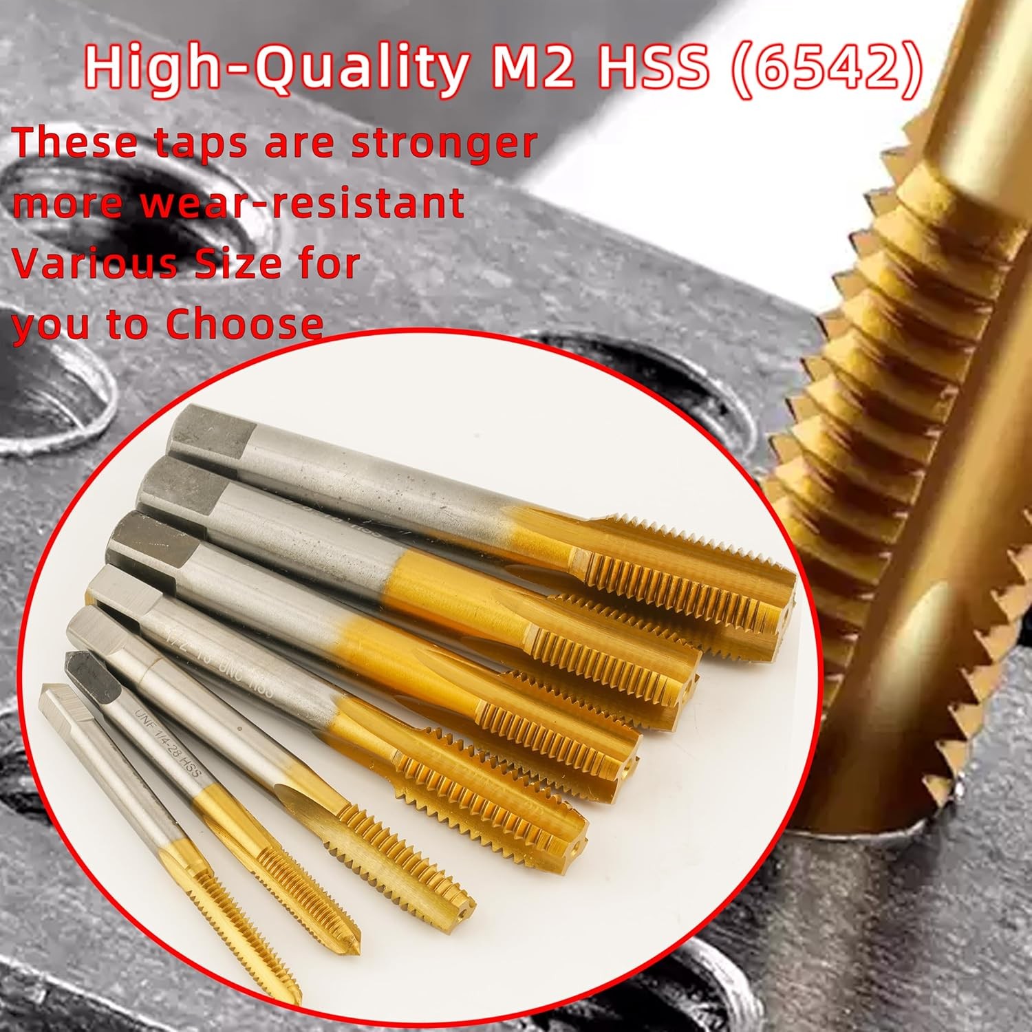 M12X1.0 Thread Tap, Ti-Coated M2 HSS M12 x 1 Thread Milling Tap Right Hand