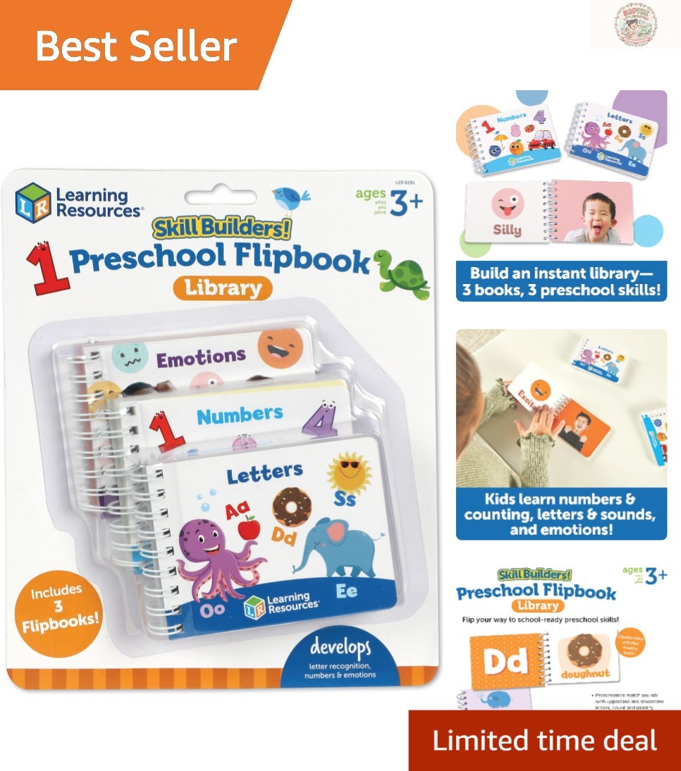 Skill Builders Preschool Flipbook Library – 3 Fun Learning Flipbooks for Ages 3+