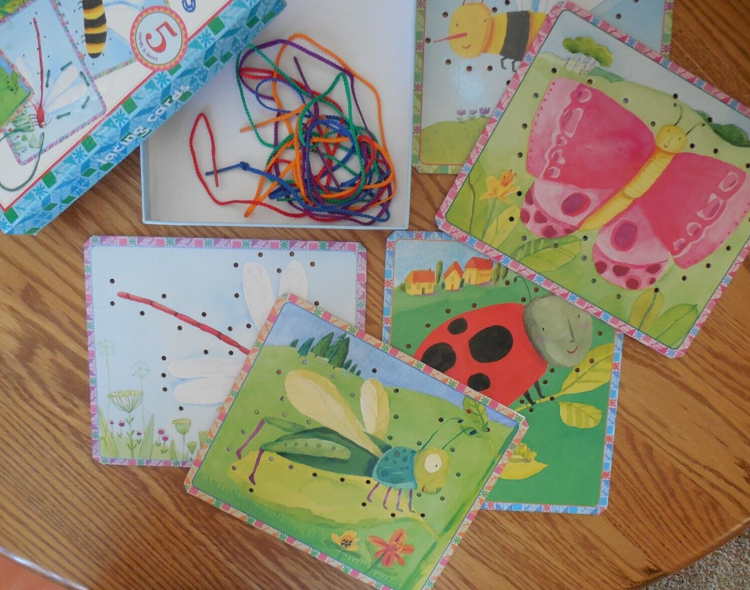 EUC 2010 eeBoo “Friendliest Bug” Lacing Cards with 5 Cards & Laces