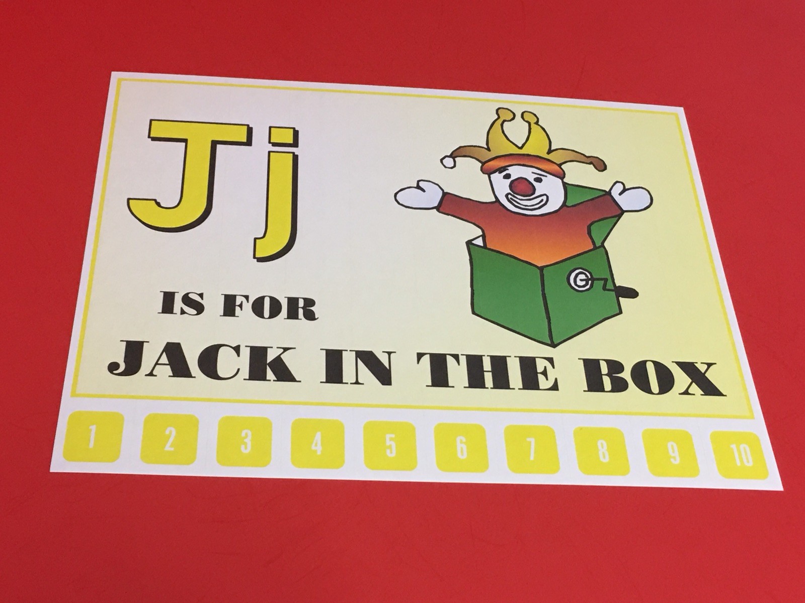 Letter J Jack In The Box – Number Sequencing Puzzle, numbers 1-10 Laminated