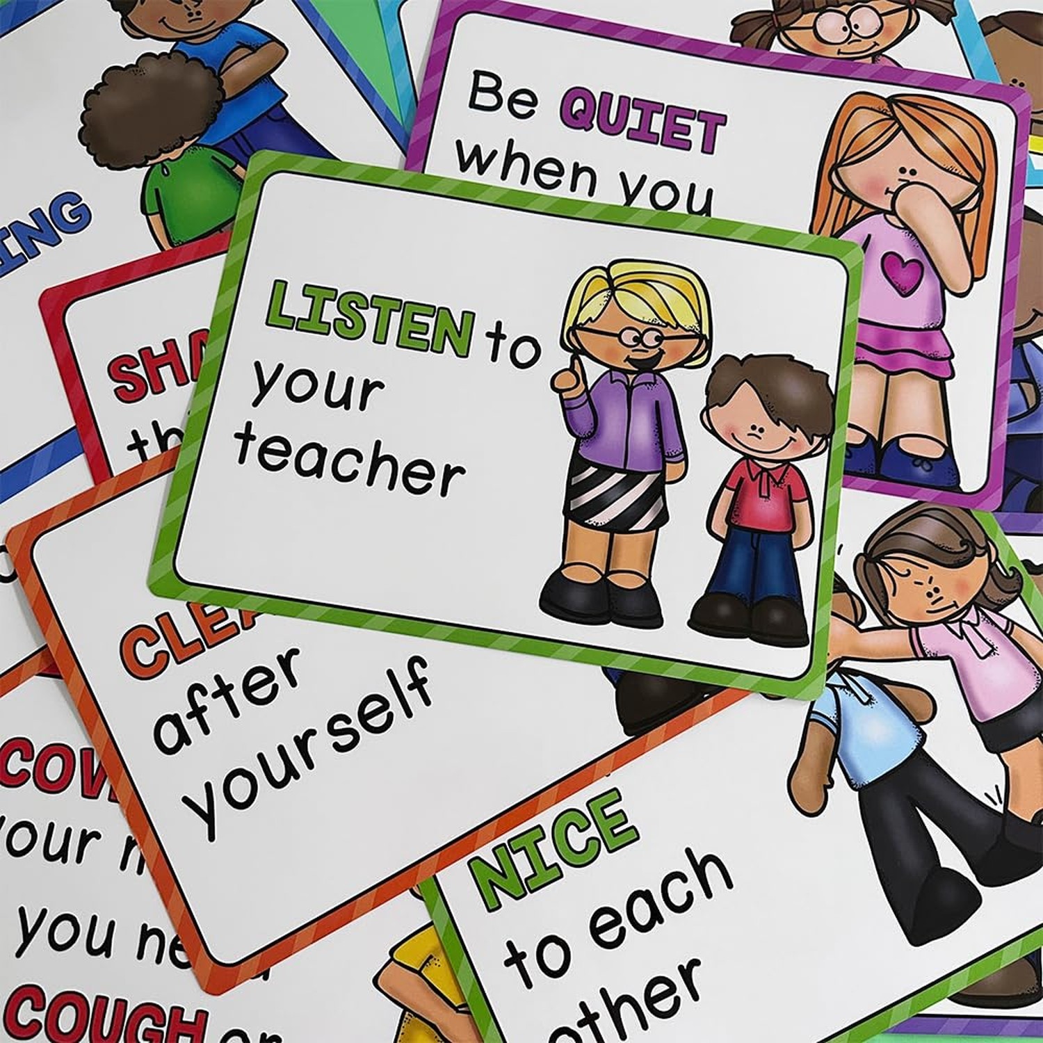 15Pcs A4 Classroom Rules Educational Posters for Preschool, Home, Middle and …