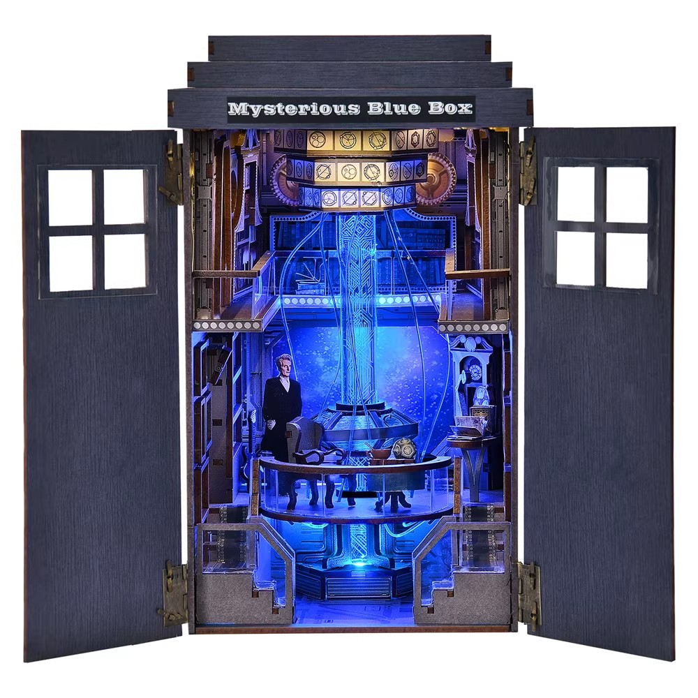 Doctor Who TARDIS DIY Puzzle Bookend Luminous Decoration Wooden Model Xmas Gift