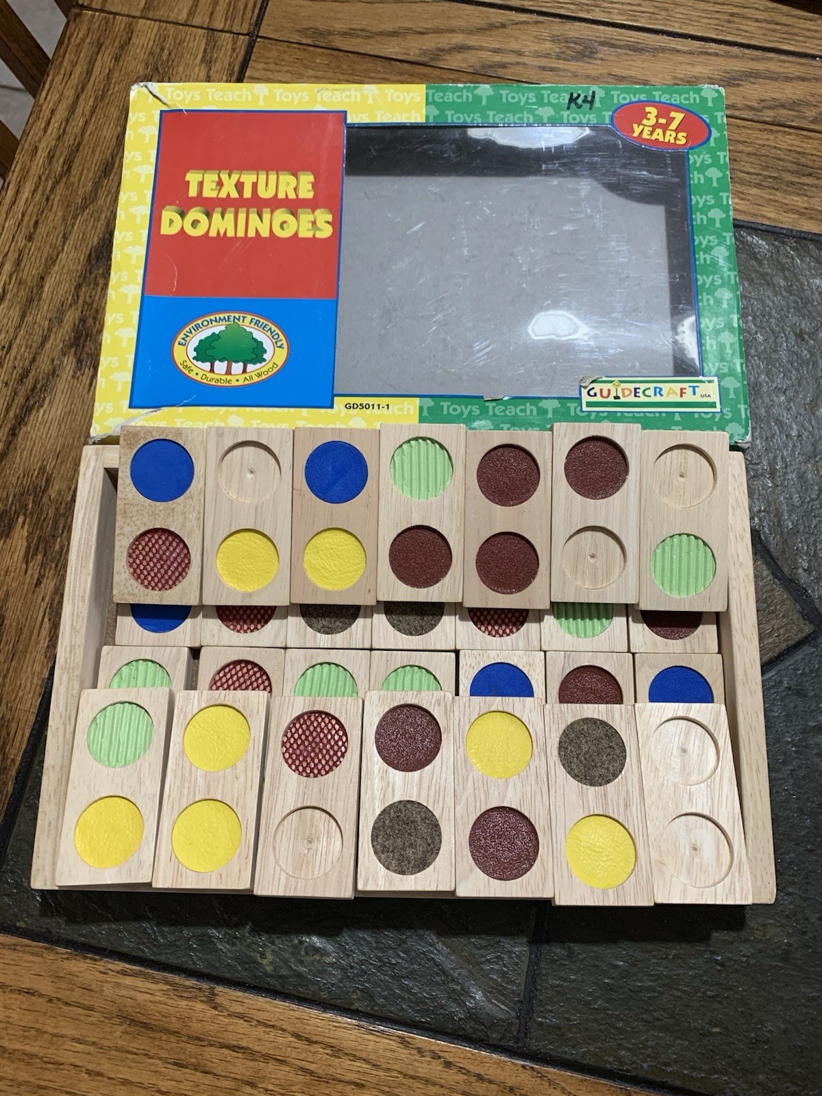 Guidecraft Wooden Sensory Matching Color Texture Quality Educational Dominoes