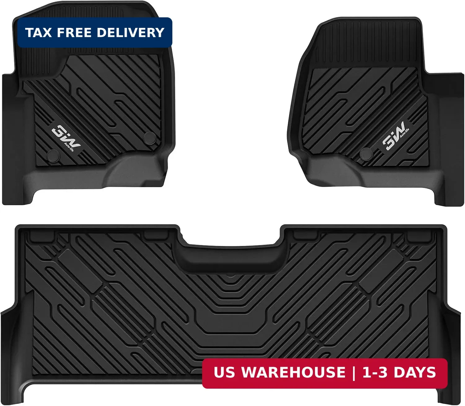3W Floor Mats Fit for Ford F250 F350 F450 F550 2017-2025 2026 Super Duty Crew Ca