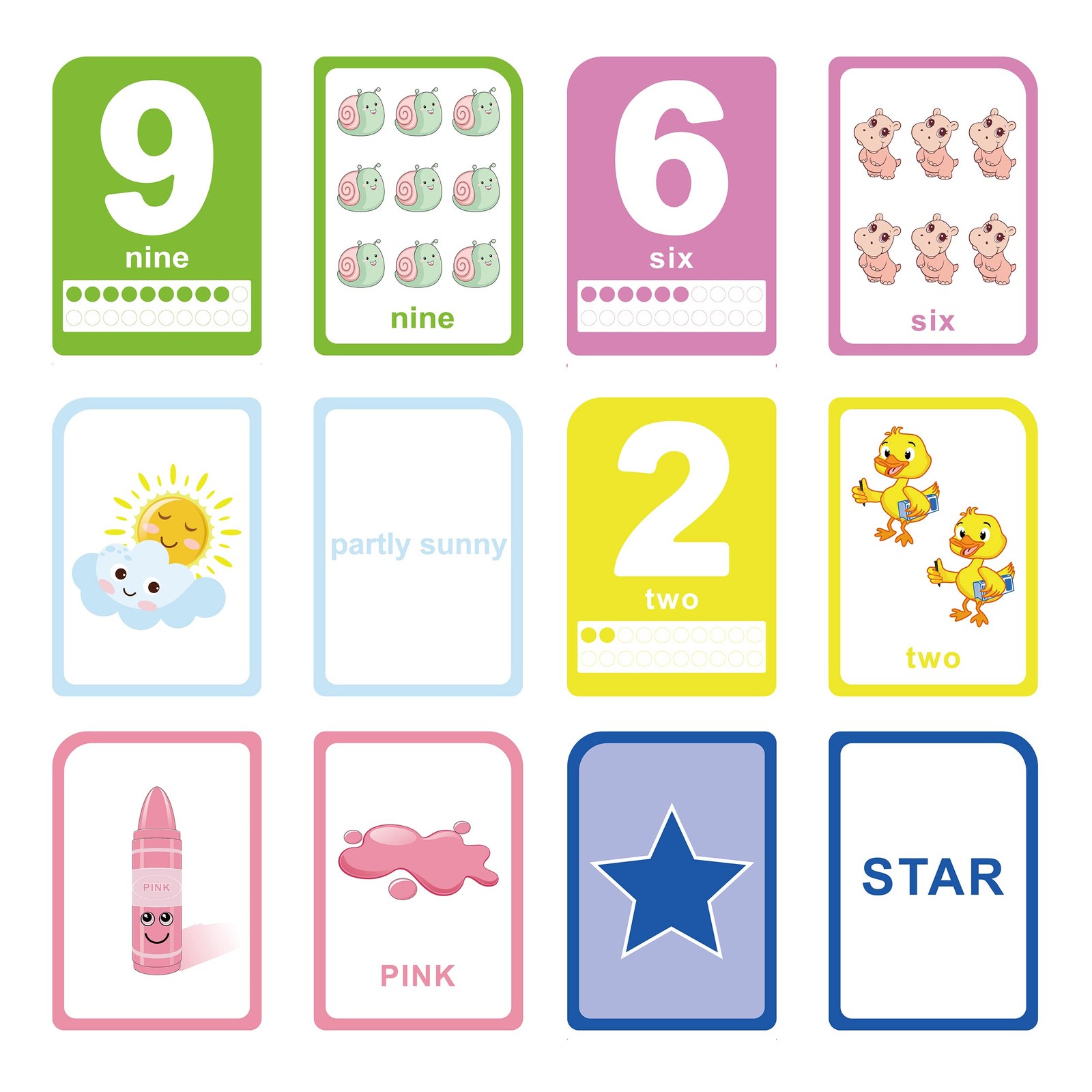 Flash Cards for Toddlers – 52 Double Sides Cards for Numbers, Colors, Shapes …