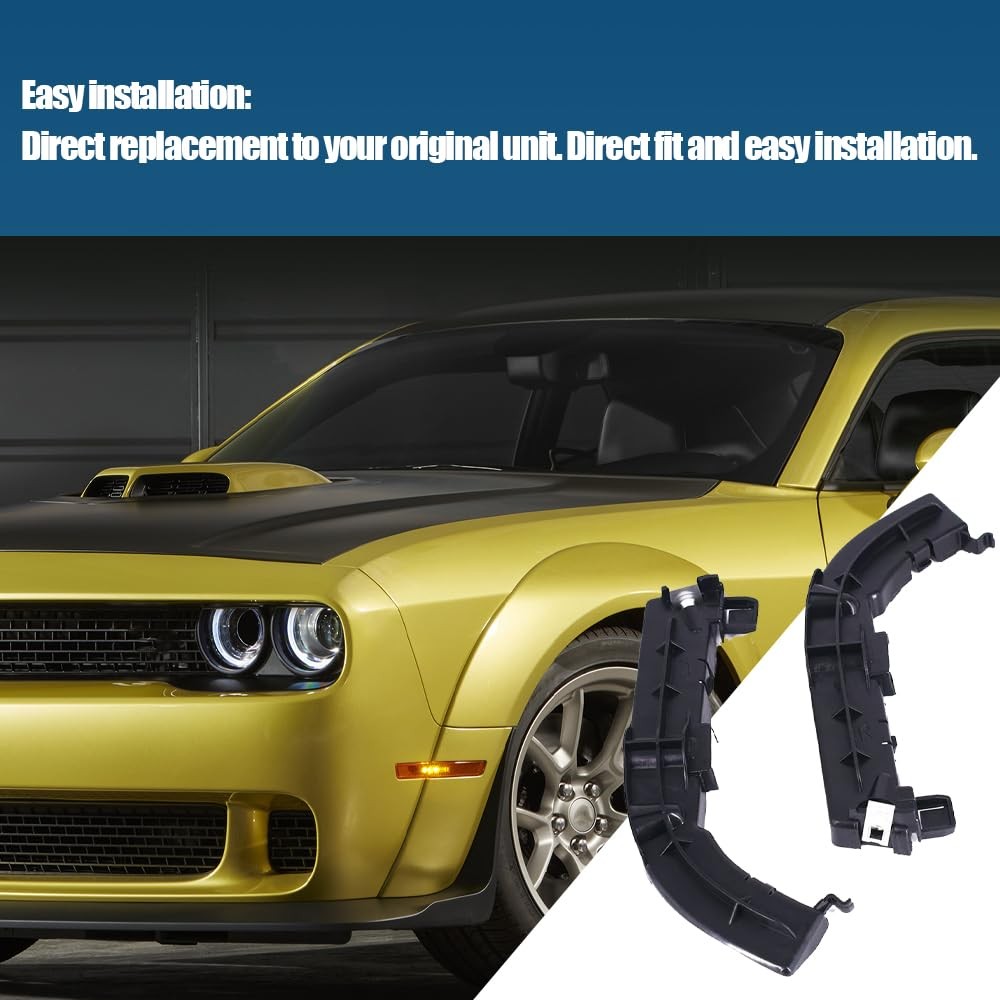 1 Pair Bumper Support Brackets Front Driver and Passenger Fits for Black