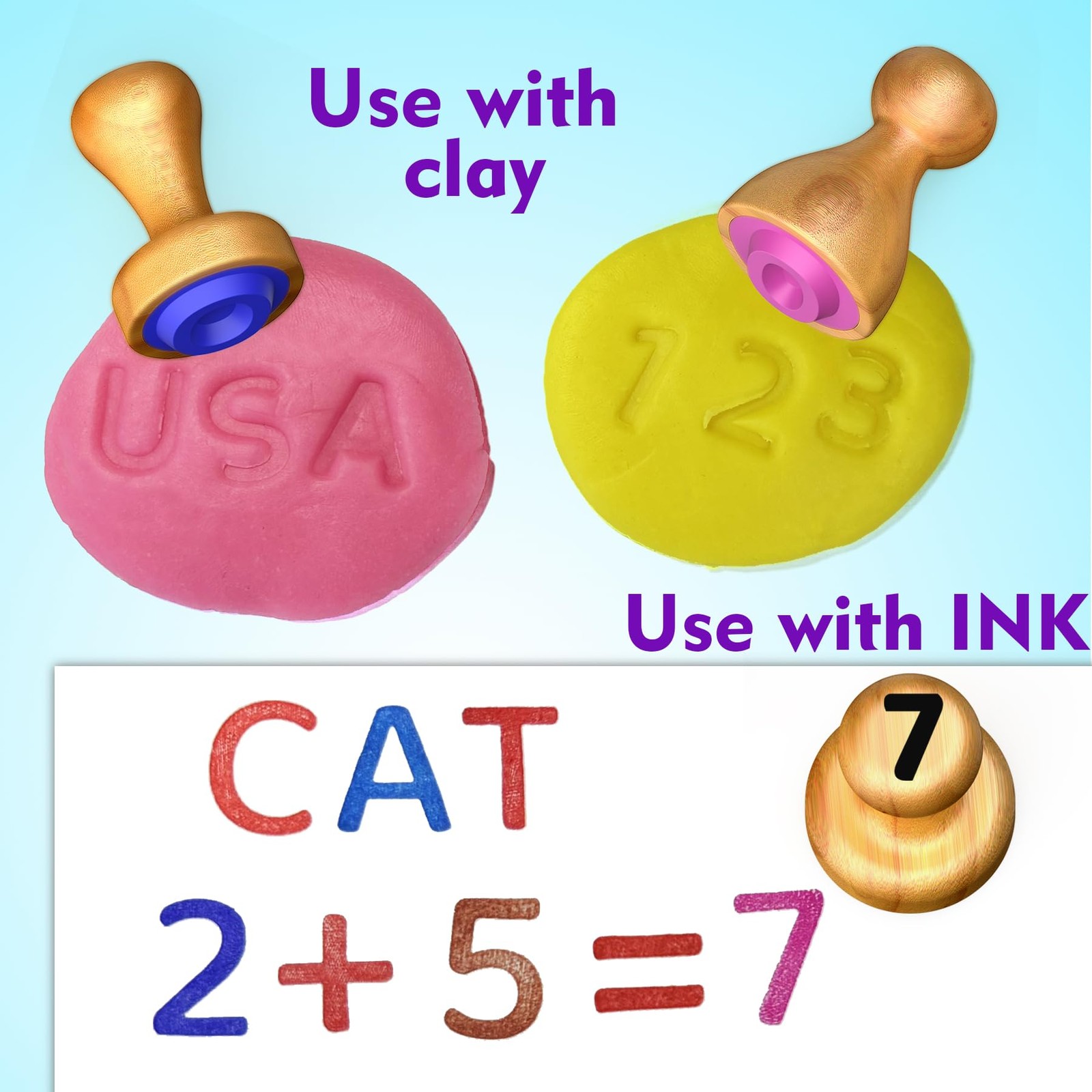 Wooden Alphabet Number Stamp for ,Montessori Learning Toys for 3 4 5 Year Old…