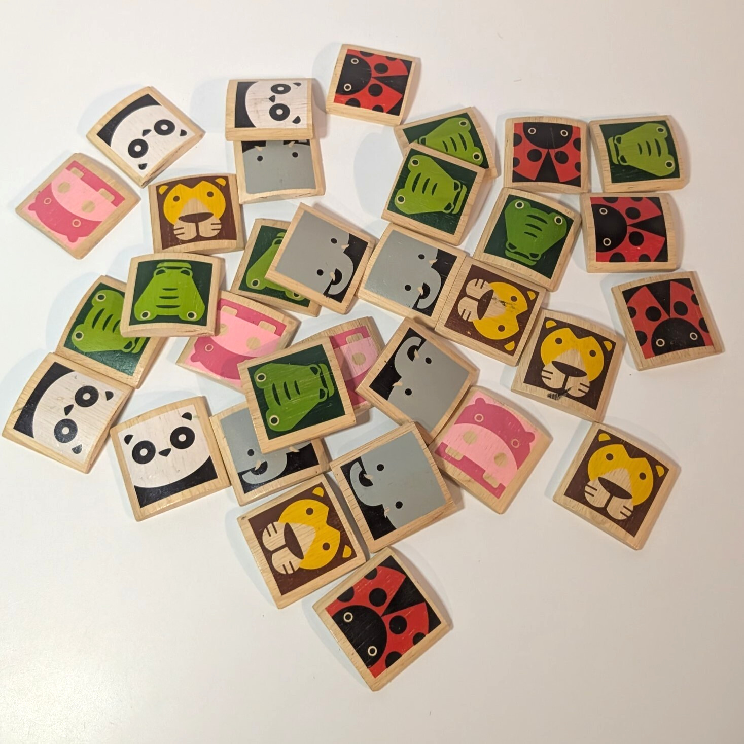 Animals Memo PlanToys Concentration Memory Pattern Game, Wooden, Easy Grab Toy
