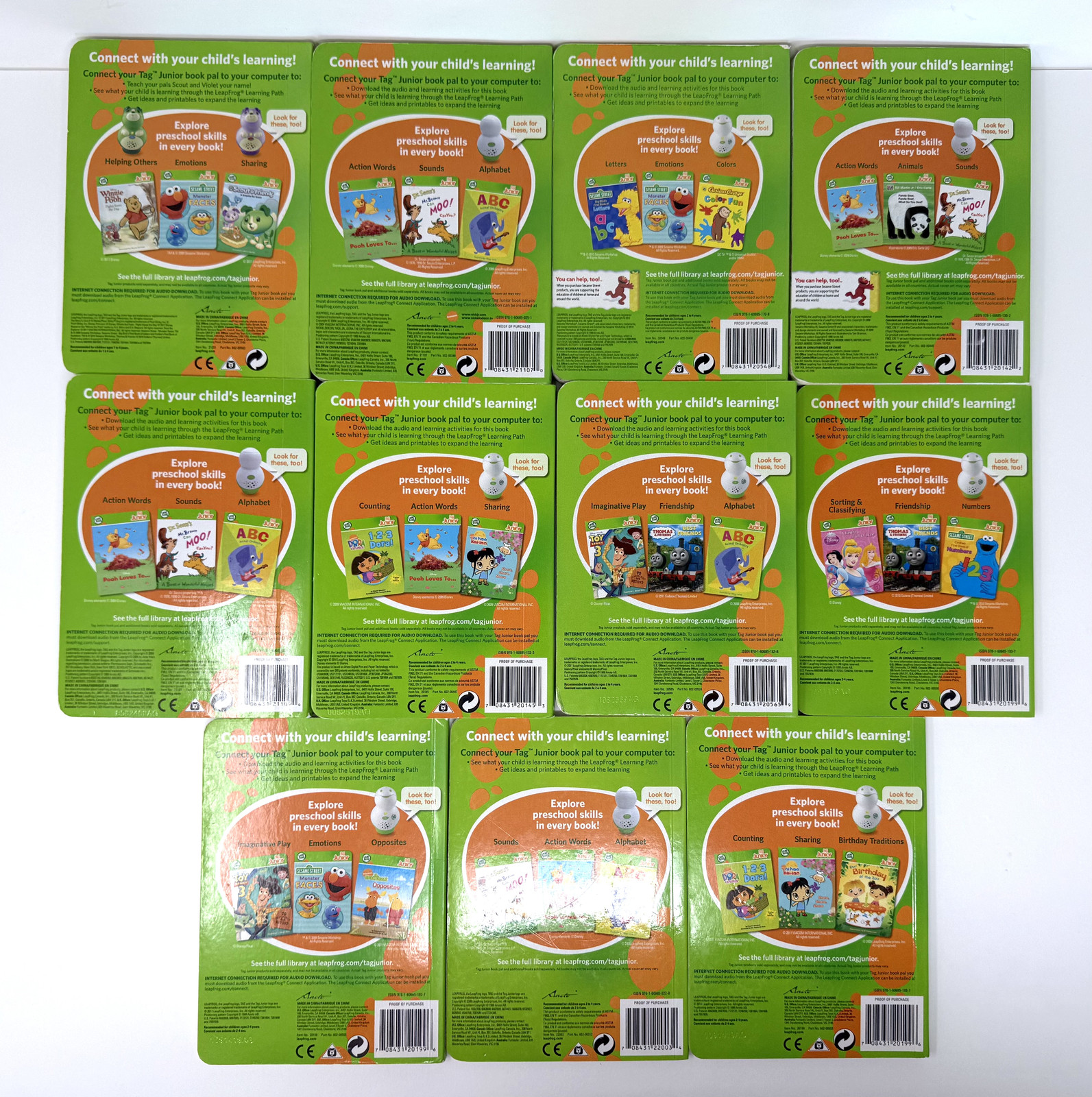 Leap Frog TAG Hardcover books – Disney Princess Cars Dino Short Long Vowels Book
