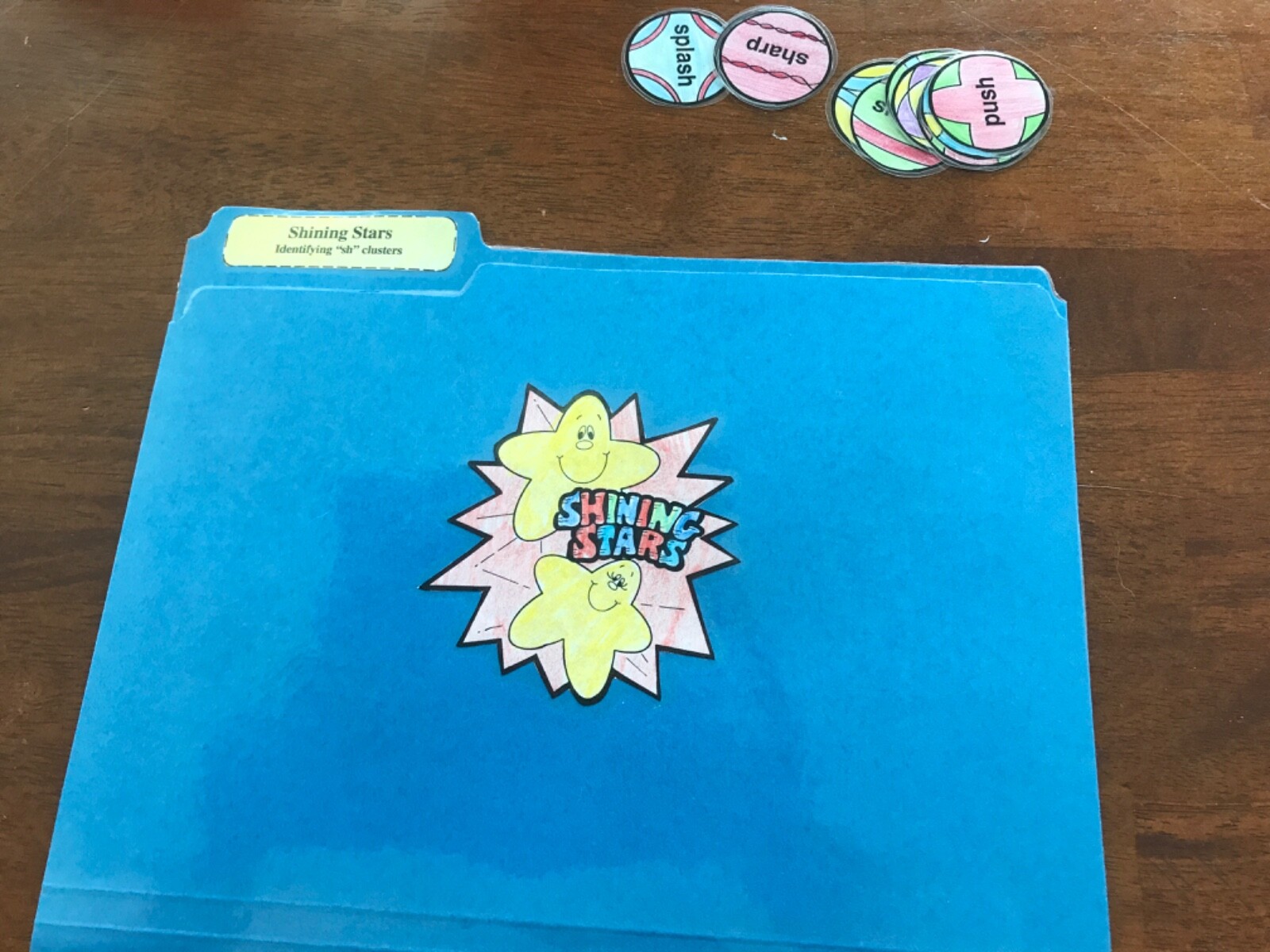 Shining Stars! “Sh” Clusters 1st grade language arts file folder game