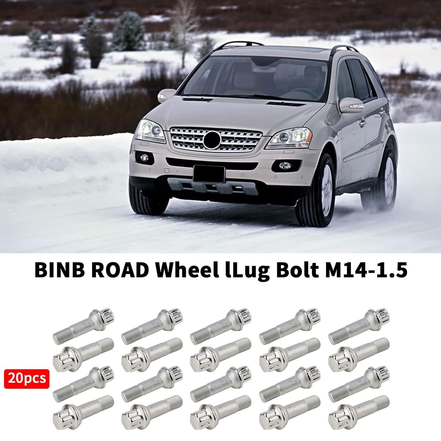 20 PCS Wheel Lug Nuts Bolt 14mm x 1.5 Stainless Steel Wheel Stud Fit for