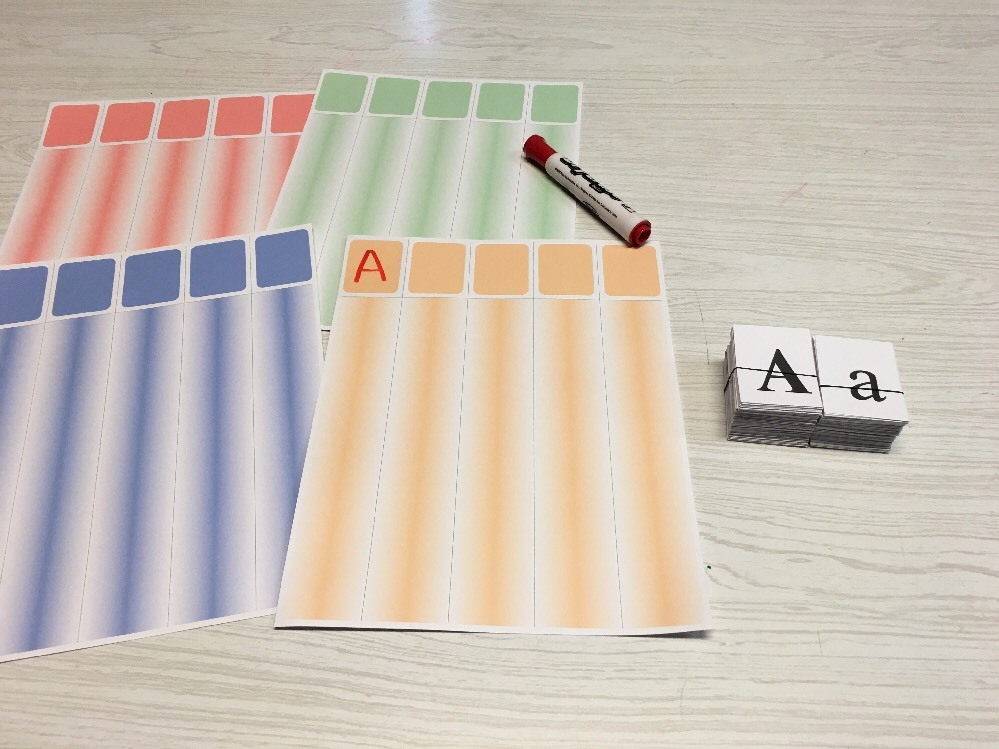 Upper & Lower Case Letter Sort – 4 Laminated Dry Erase Mats – 260 Letter Cards