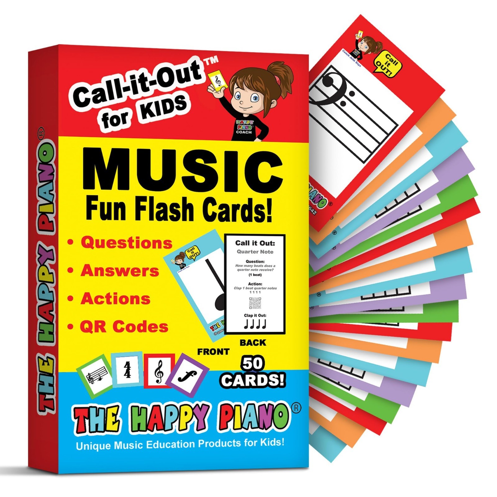 Interactive Music Theory Flash Cards for Kids 4+ | 50 Fun Learning Cards, QR Cod