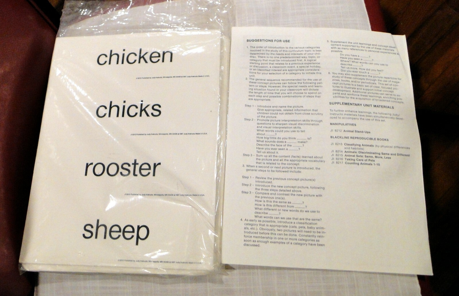 28 Animal Concept Pictures & 31 Word Cards for Identifying,8 1/2 x 11″ Judy/Inst