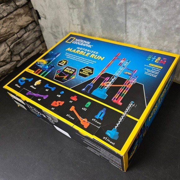 National Geographic Motorized Marble Run 75pc Kit Kids NEW Learn Building Toy