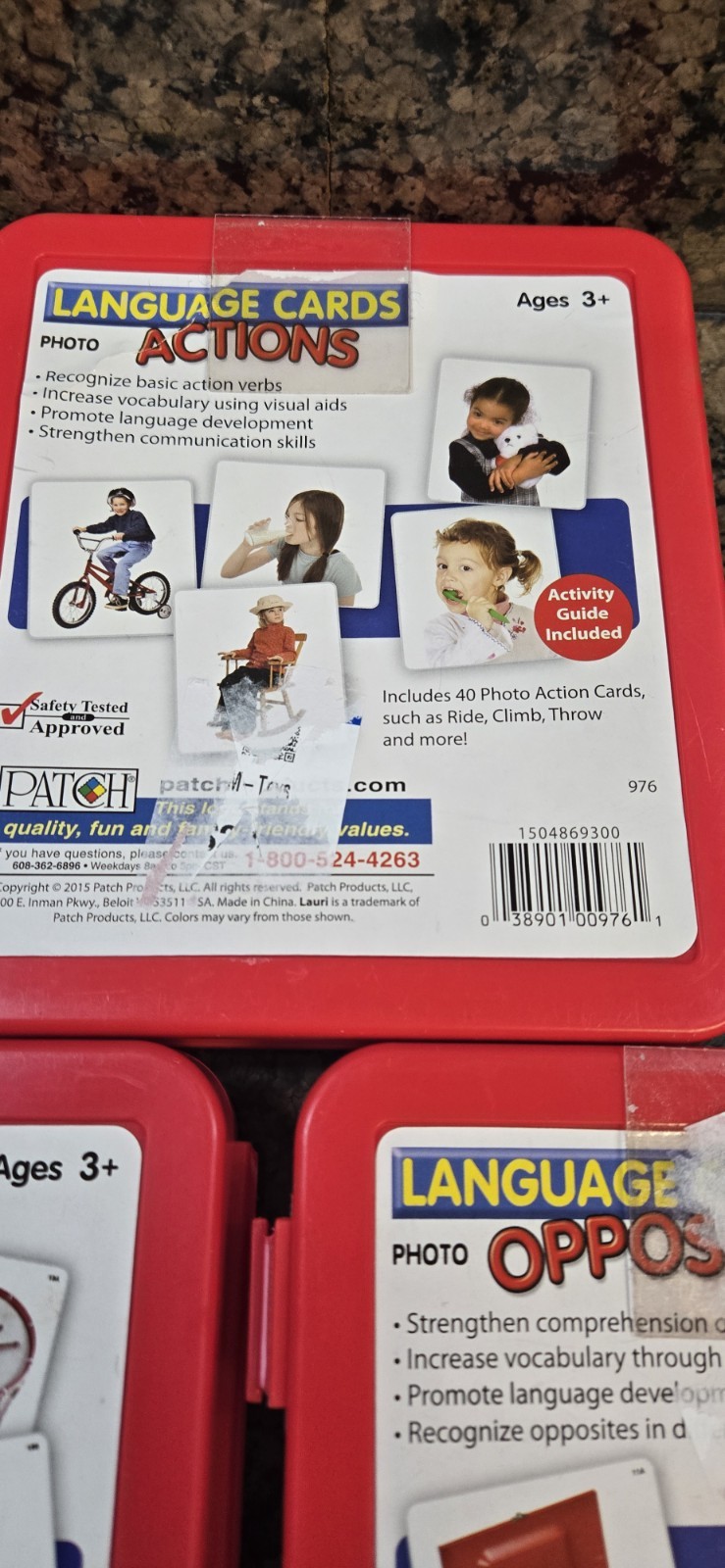 Lauri Language Cards Ages 3+ Photo Actions,Opposite & Caterories MISSING 1 Guide