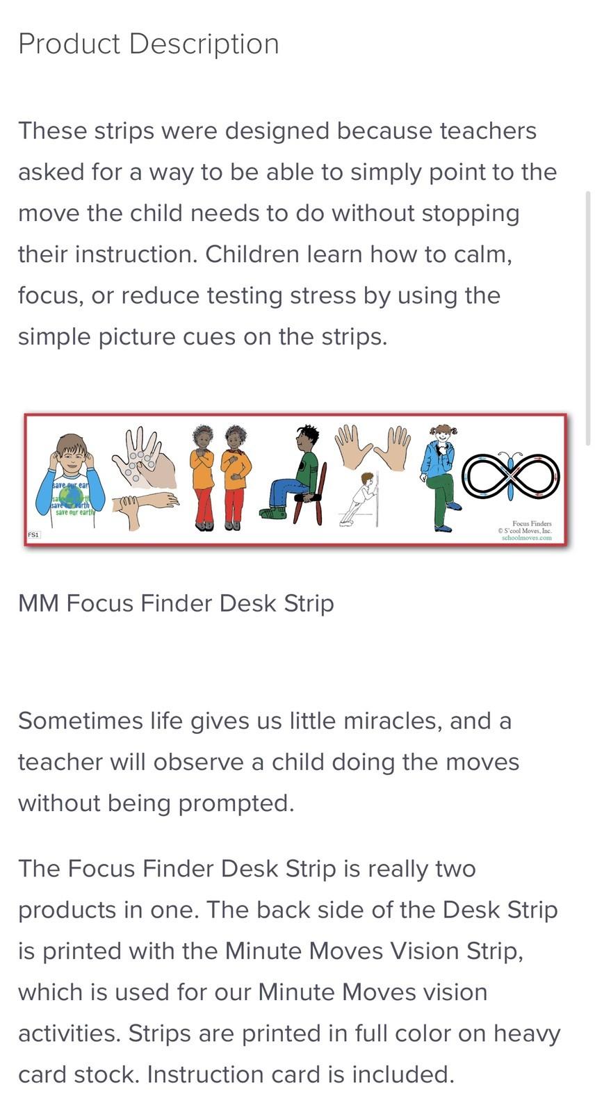 S’cool Moves Focus Finder Reminder Desk Strip New