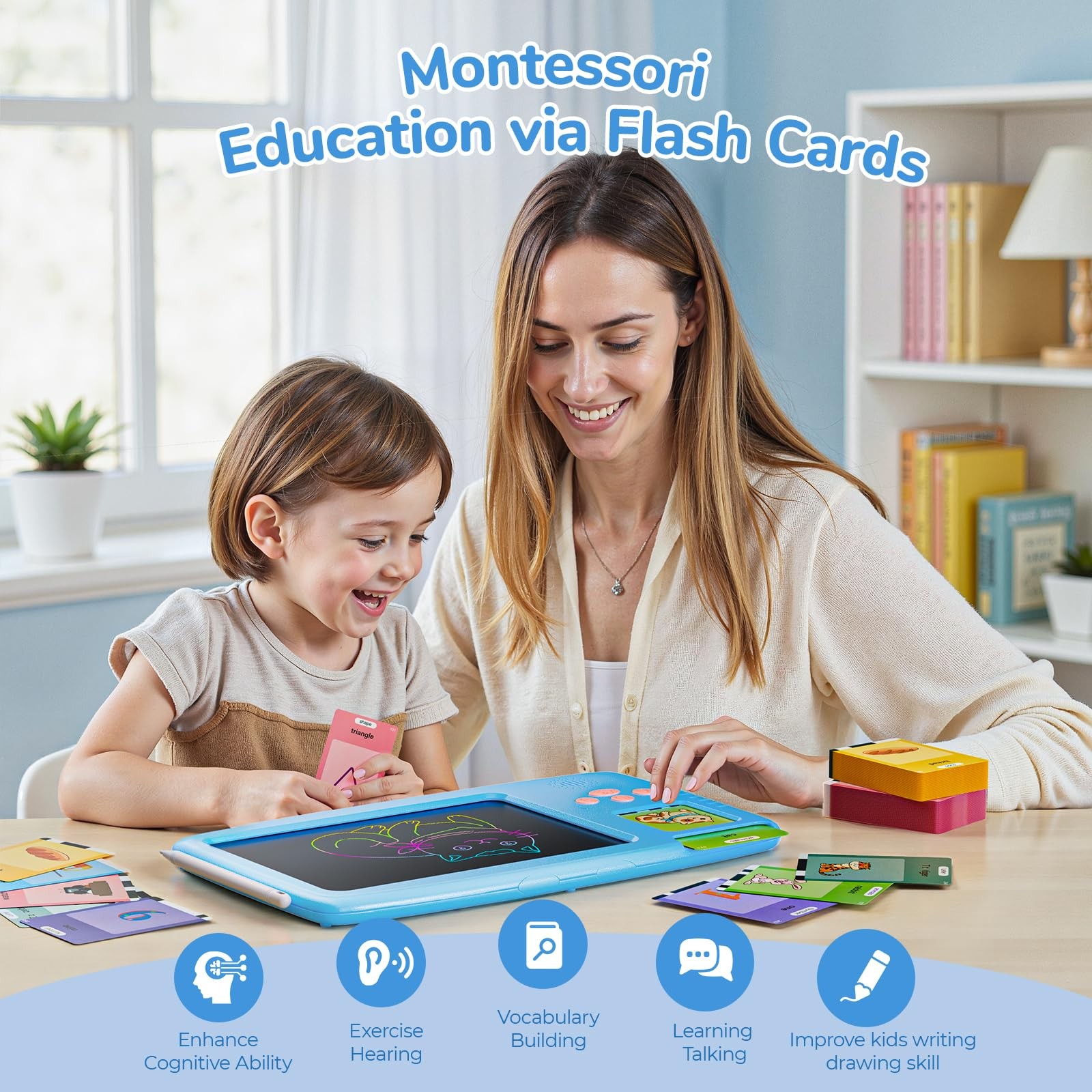 Talking Flash Cards for Toddlers 2in1 LCD Writing Tablet with 510 Sight Words…