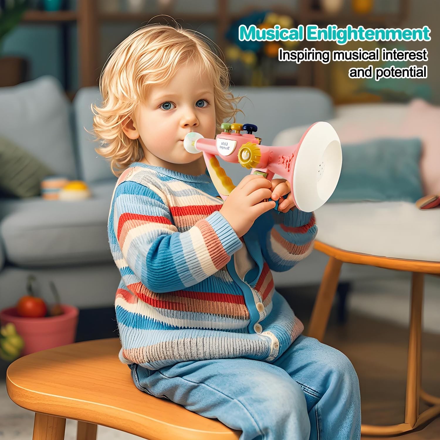 Toddler Musical Instruments Toy Trumpet, Harmonica, Recorder Flute for Kids…