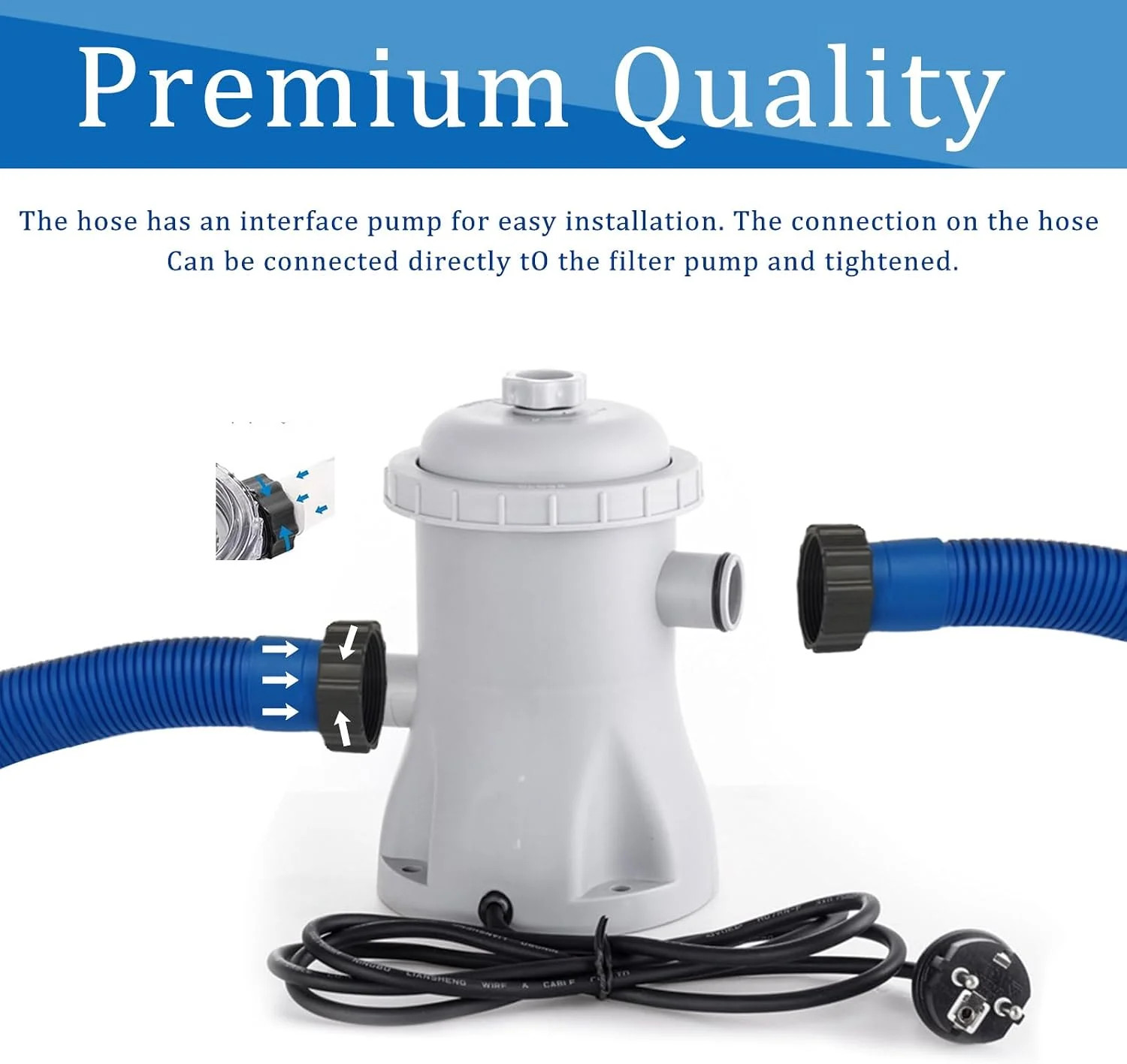 2 Pack 1.5 inch Diameter Pool Pump Replacement Hose for Above Ground Pools, 59 i