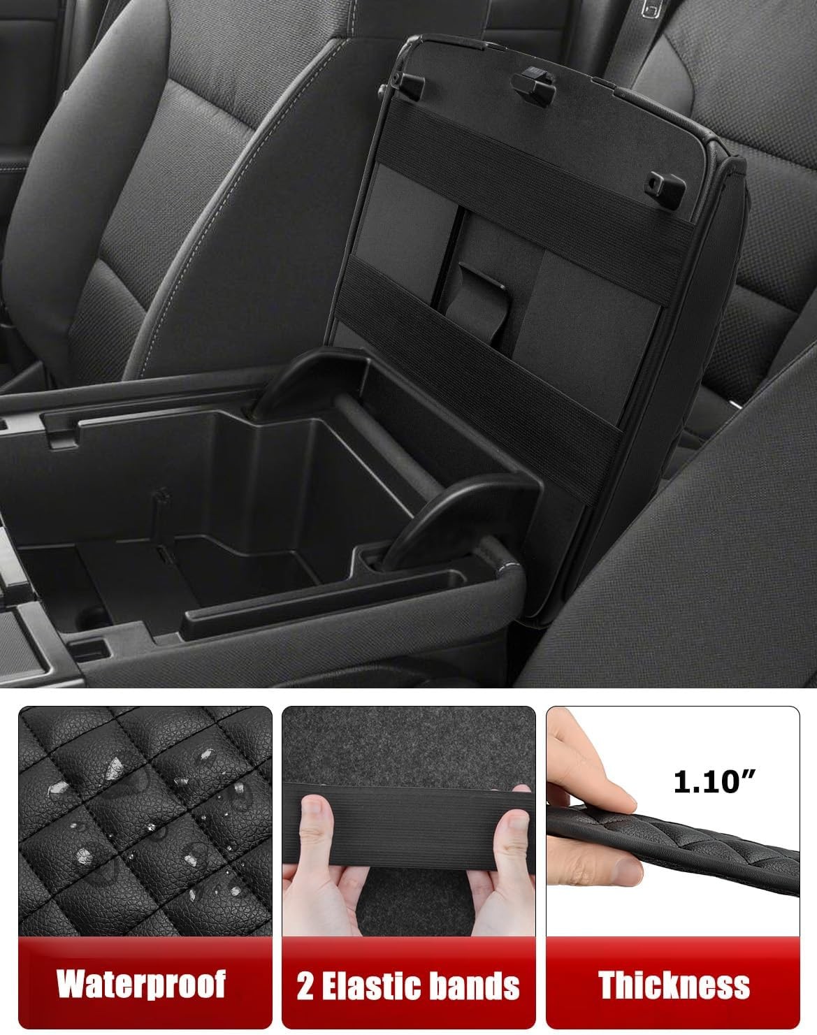 Center Console Armrest Cover for 2014-2018 GMC Sierra & Chevrolet Chevy Silve…