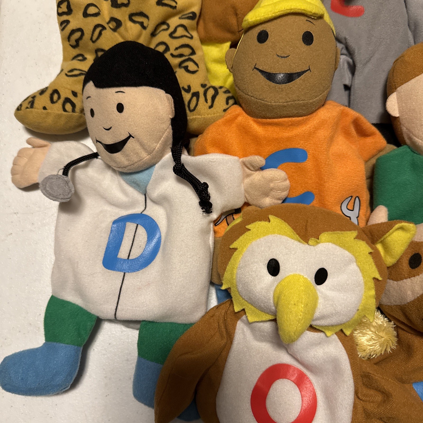 Lot of 11 Kaplan Early Learning Letter Alphabet Animal Job Plush Hand Puppets