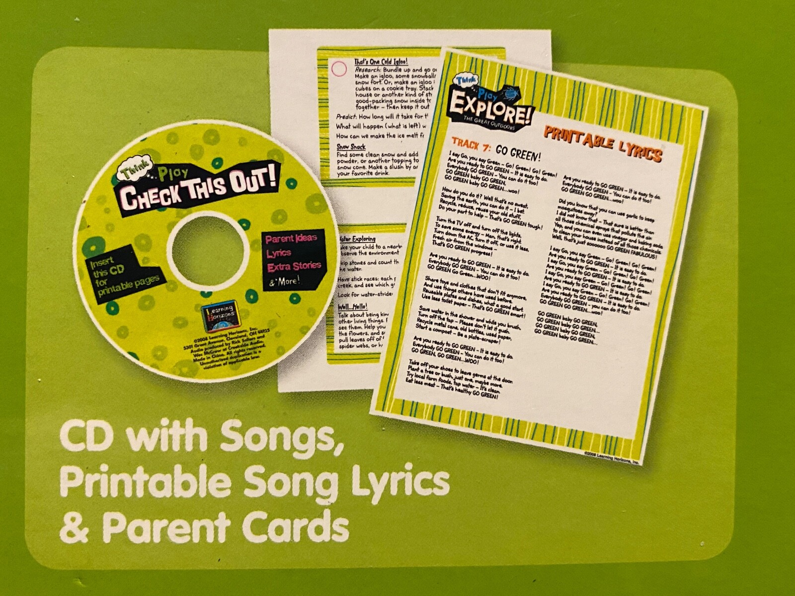 Learning Horizons Think Play Explore And Go Green Storybook CD BINGO Journal Bug