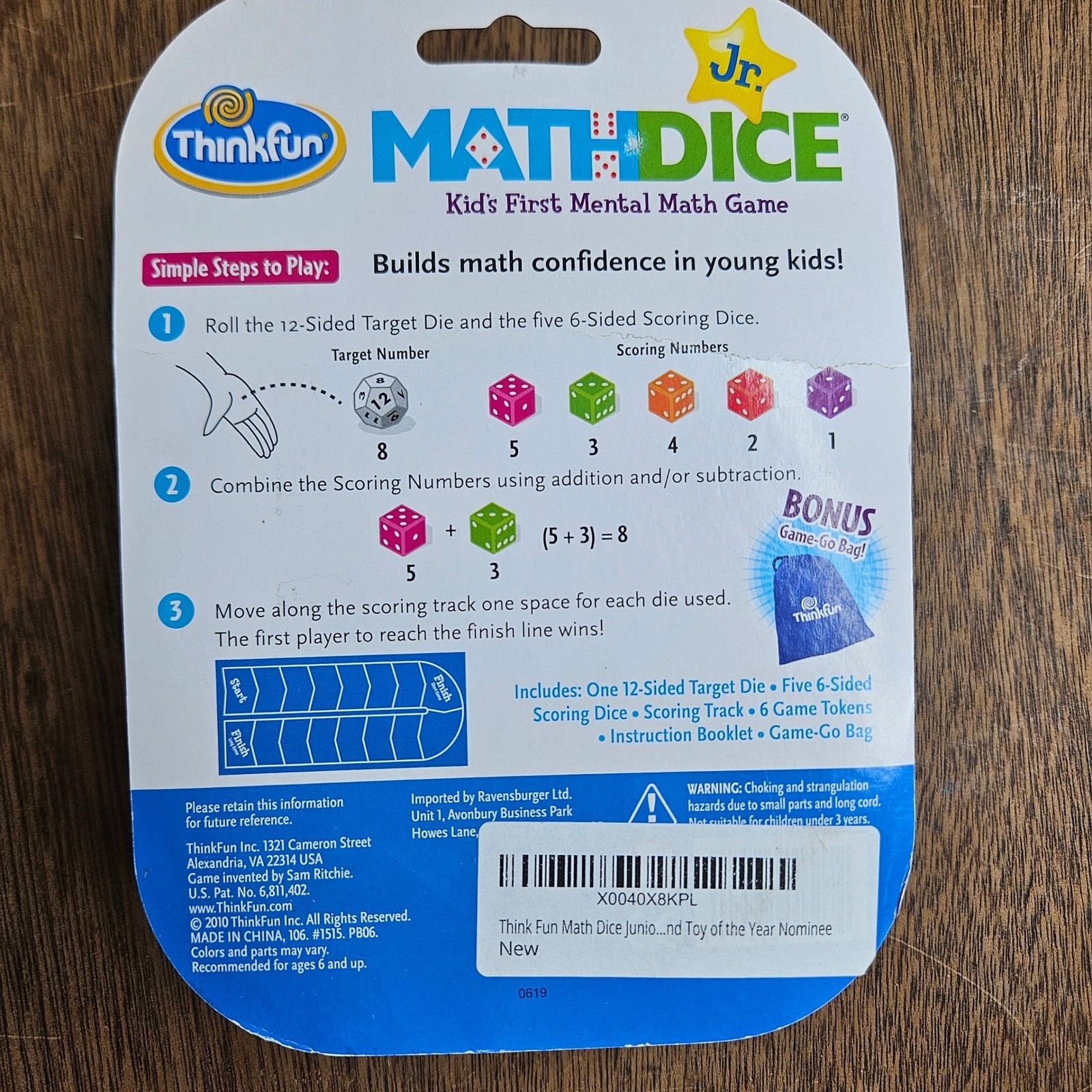 ThinkFun Math Dice Jr Kids First Mental Math Game Ages 6+ New 1515 Toy of Year