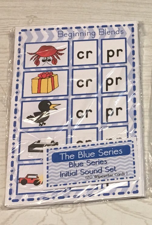 The Blue Series – Initial Sound Set (30 Wipewriter Cards ) Montessori