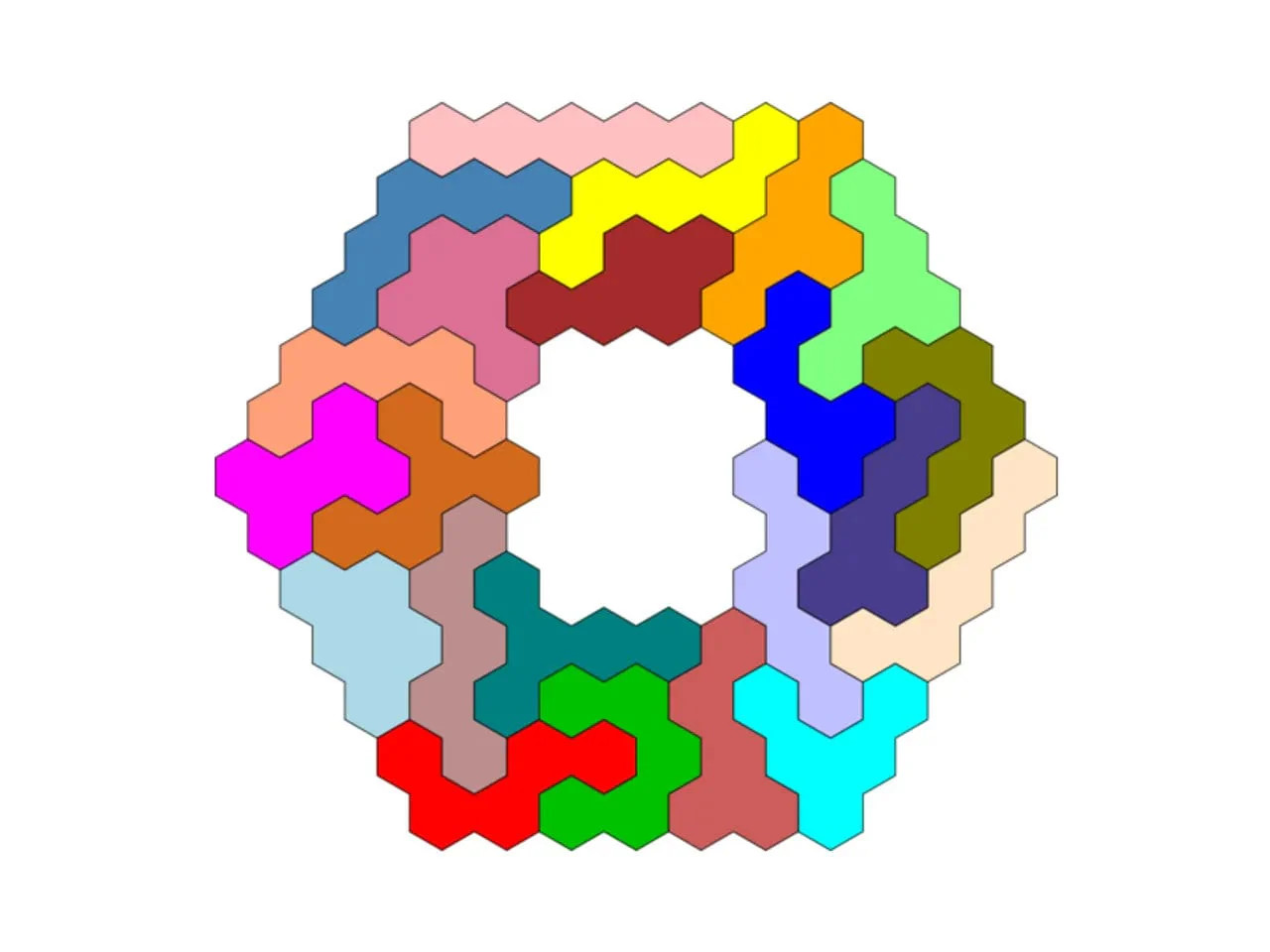 Pentahex Puzzle – Double-Sided 22-Piece Brain Teaser in Box With Lid – Unique