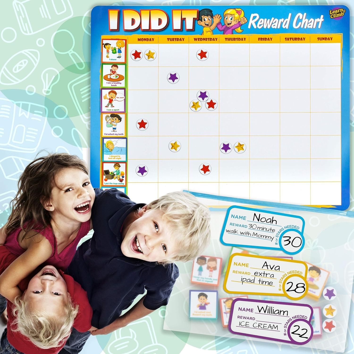 Kids Behavior Reward Chart – 63 Chores as Potty Train, & More. “Thick Magnetic”