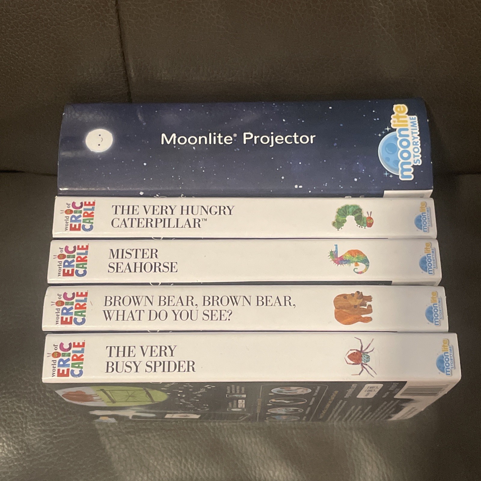 NICE Lot Moonlite Projector w/Eric Carle Library Hungry Caterpillar Bear Spider+