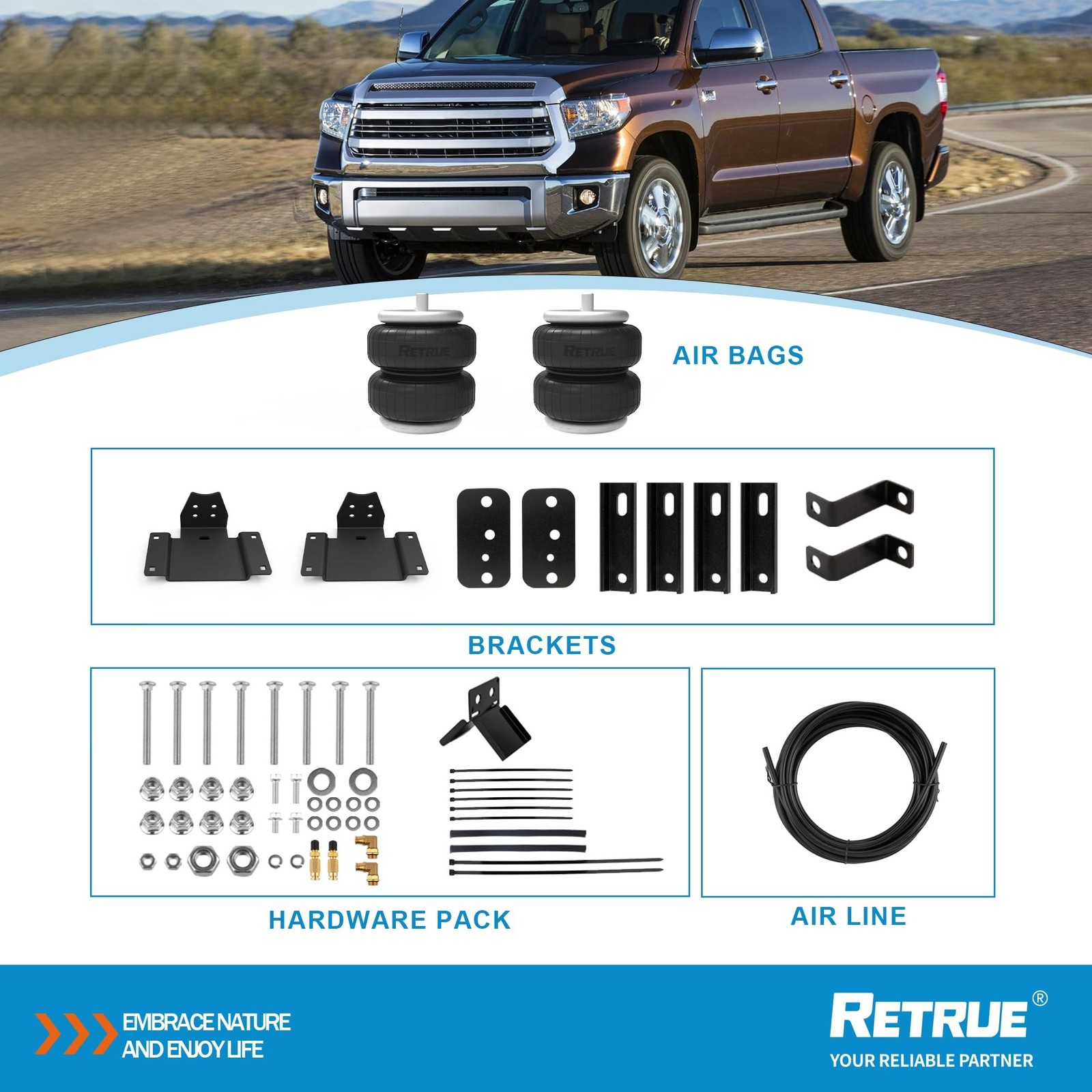 RETRUE Rear Air Bags Suspension Kit for Toyota Tundra 2007-2021 Truck Towing,…