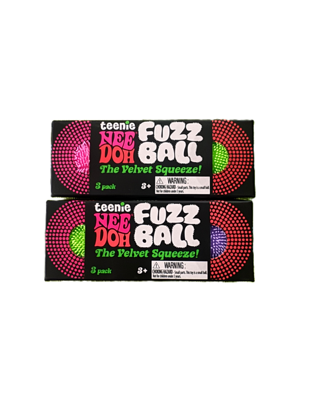 NeeDoh Teenie Fuzzball Velvet Squeeze Toy 3 Pack. Lot Of 2