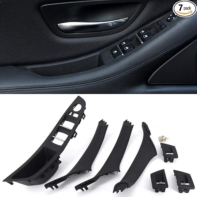 Black Window Switch Armrest Panel, Inner Door Pull Handle Trim Cover Kits