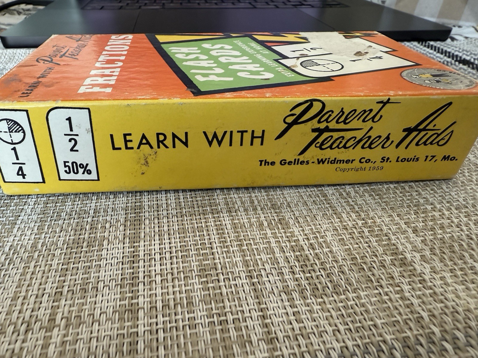 Fractions Flash Cards Learn With Parent Teacher Aid Numbers Math Arithmetic 1959