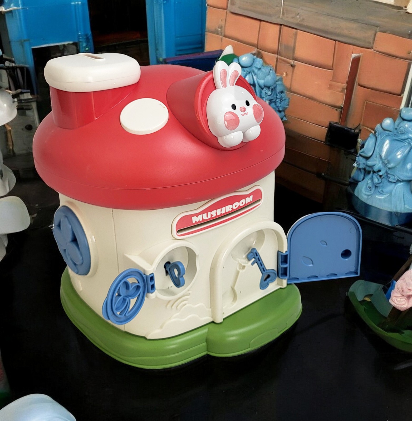 Educational Piggy Bank Mushroom House Safe Lock Kids 2 Keys BPA-Free ASTM