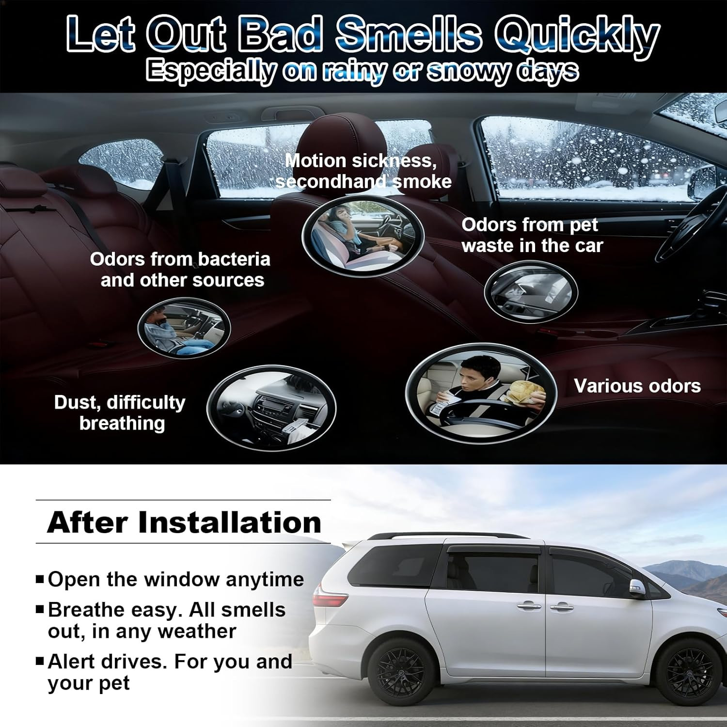 Smoked Out-Channel Window Vent Guard Rain Visors Compatible with 2011-2020 Toyot